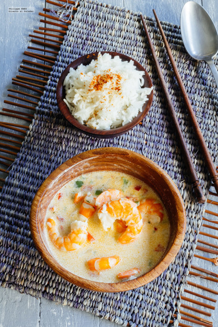Guiso de camarones al coco. Receta rápida