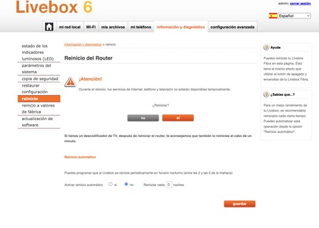 Opciones del router
