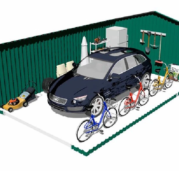 Garaje metálico Essex verde para 2 coches de 20,09 m²