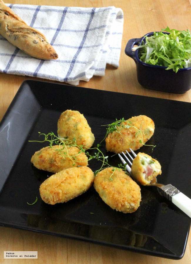 Croquetas de espárragos trigueros y jamon
