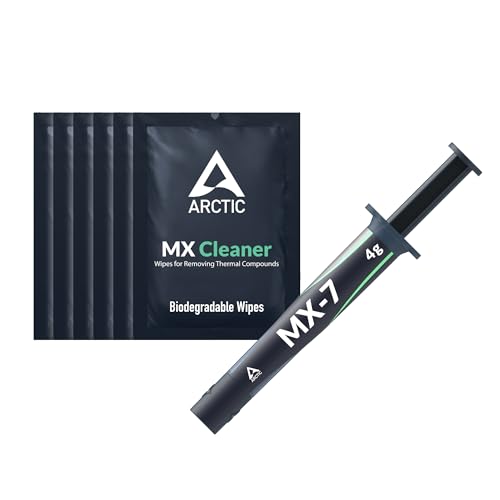 ARCTIC MX-7 (4 g, con MX-Cleaner) – Pasta térmica de alto rendimiento para CPUs, consolas, procesadores, tarjetas gráficas y portátiles. Alta conductividad, larga duración, no conductiva ni capacitiva