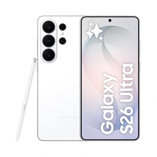 Samsung Galaxy S26 Ultra, 256GB, Smartphone con Galaxy AI, Cámara 200MP, 12GB RAM, Batería 5000mAh, Garantía del Fabricante 3 Años+1 Año Extra, Color Blanco (Versión Española)