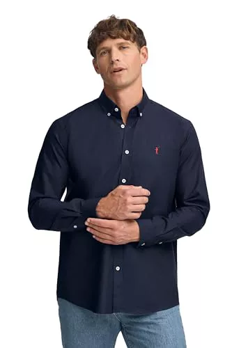 Polo Club Camisa Oxford Azul Marino de Hombre con Logo Bordado 100% algodón