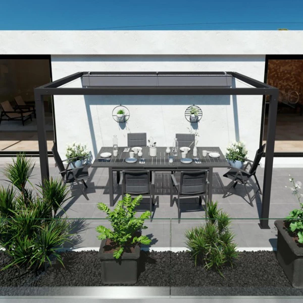Pérgola de aluminio NATERIAL Manea gris de 260x350 cm