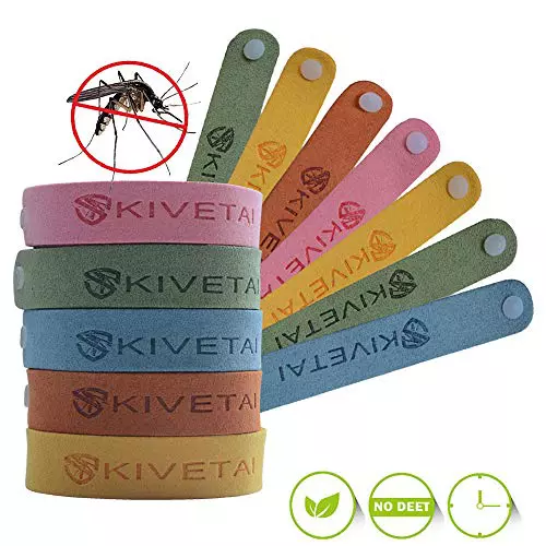 KIVETAI Pulsera Repelente de Mosquitos -12 Paquetes 100% Naturales Pulseras Antimosquitos Bandas Repelentes de Insectos Pulseras de Biaje Repelente no Tóxico para Niños y Adultos