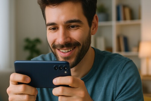 jugando con un móvil Samsung