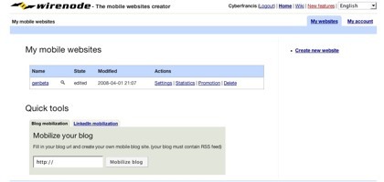 Wirenode, crea tu web para dispositivos móviles