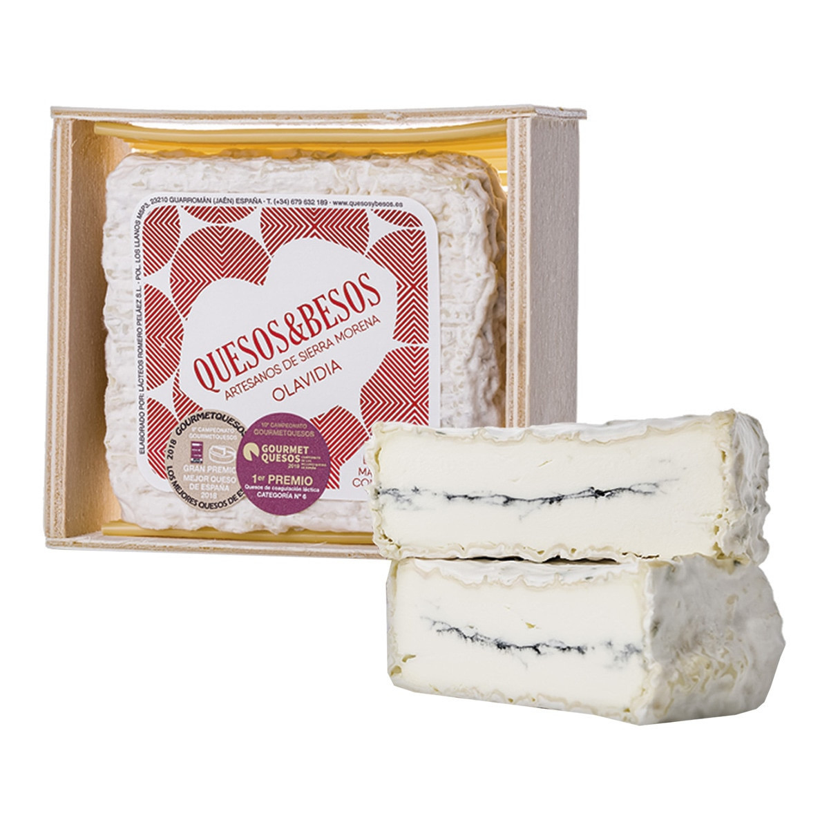 Olavidia Quesos & Besos - Queso de cabra de coagulación láctica madurado con mohos 