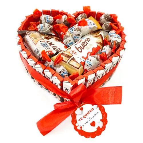 Onza Regalo dia de la madre - Cesta día de la madre de Chocolates Kinder para Regalar - Kinder Bueno pack: Bombones Chocobons, Happy Hippo, Cards - Regalos originales para el dia de la madre