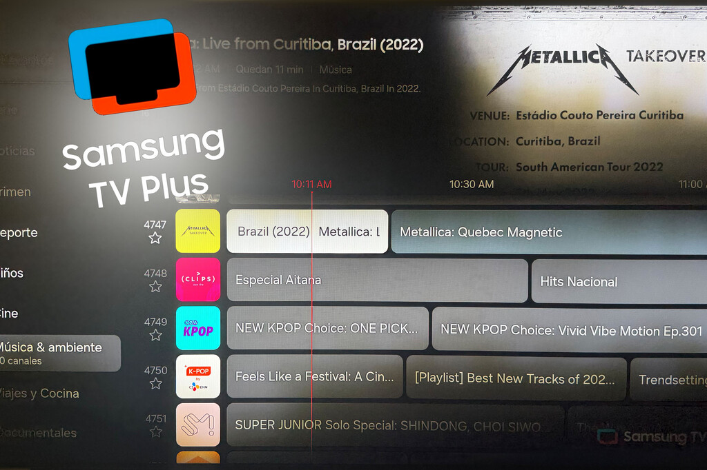 Si tienes una tele o un Galaxy y eres fan de Metallica, estás de suerte: llegan nuevos canales musicales gratis a Samsung TV Plus 