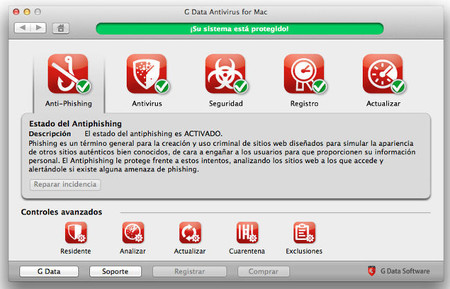Interfaz antivirus GData