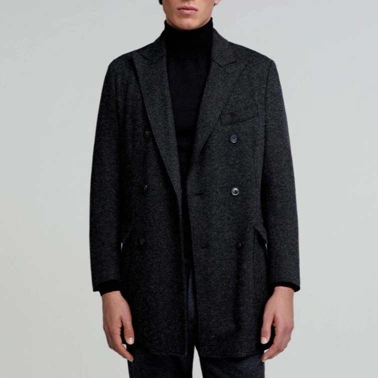 Scalpers Abrigo de paño de hombre con solapas y cierre cruzado