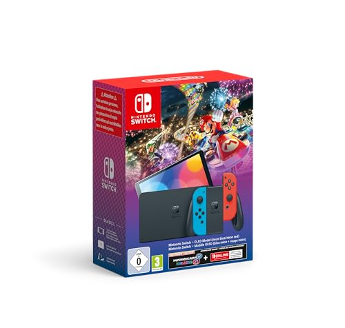 Nintendo Switch Modelo OLED Azul Neón/Rojo Neón + Mario Kart 8 (código descarga) + 3 meses NSO