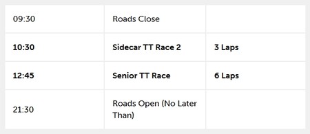 Horario Isla Man Viernes 7 Junio