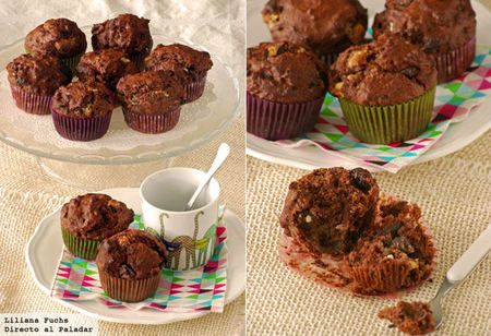 Receta de muffins de triple chocolate