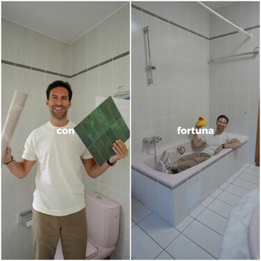 Una bañera de color rosa y azulejos de los 90: así ha quedado la reforma sin obras de un cuarto de baño viejo y desfasado