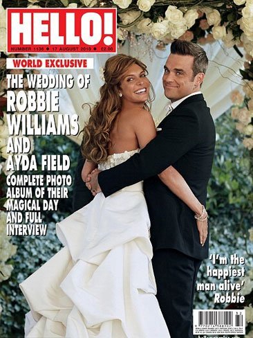 Robbie Williams feliz cual perdiz el día de su boda