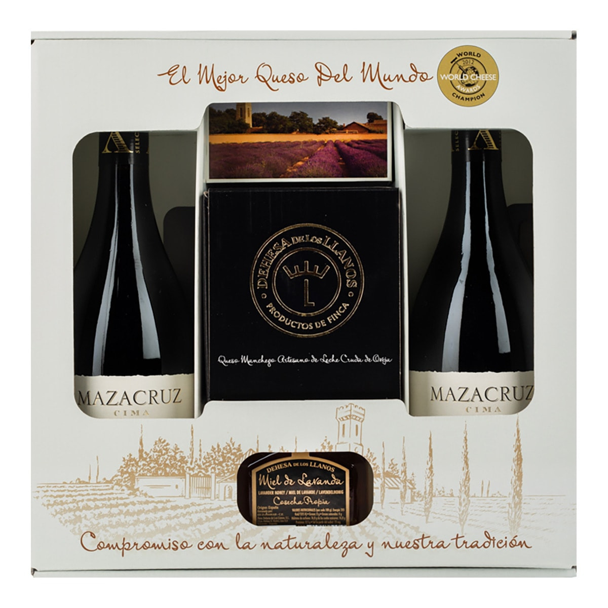 Estuche gourmet selección vino, queso y miel Dehesa de los Llanos