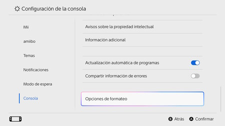 Opciones de formateo