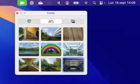 Apple Park をイメージした macOS Sequoia ビデオ通話の背景