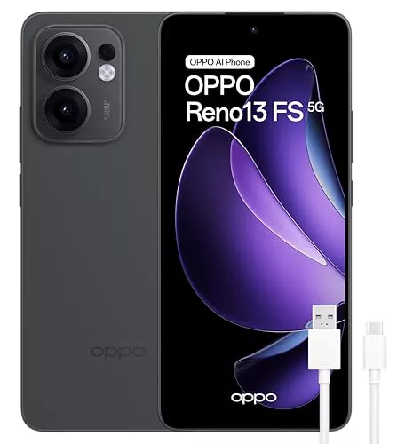 OPPO Reno13 FS 5G - Smartphone Libre con IA, 12GB RAM + 512, Pantalla AMOLED 6.67" 120Hz, Cámara 50MP, IP69, Batería 5.800, Carga Rápida 45W, Versión Española - Gris