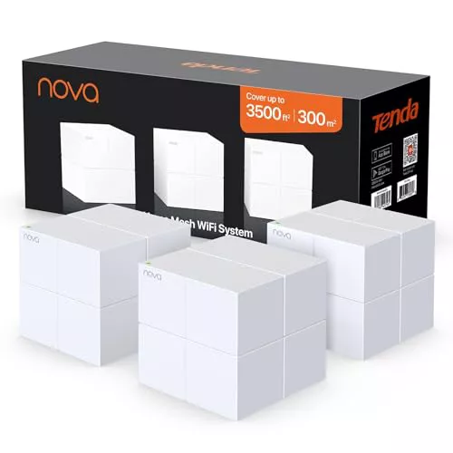 Tenda Nova MW6 Mesh Router Sistema WiFi de Red en Malla (Dual Band hasta 500 metros, Mu-MIMO, 2 Puertos Gigabit, Plug and Play, Funciona con Alexa, sustituye tu Repetidor de Red Tradicional) Pack 3