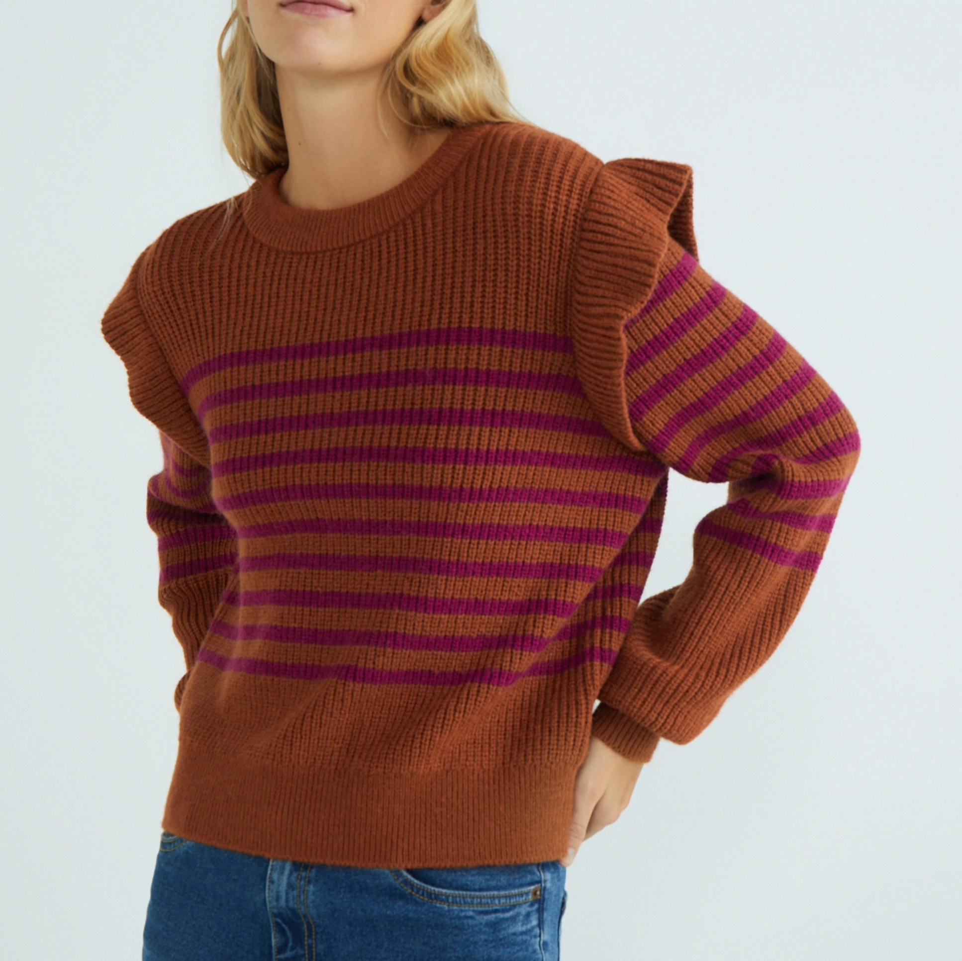 Jersey mujer rayas combinadas
