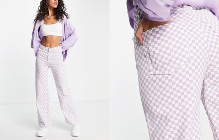 Pantalones Damero Lila