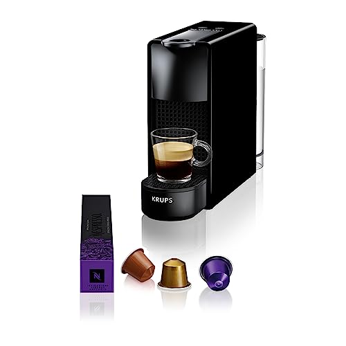 Krups Nespresso XN1108 Essenza Mini Cafetera de cápsulas, 1260 vatios, negra, 0.6 litros (Pack Cápsulas bienvenida incluido)