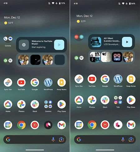 Android 13 QPR1 (左) と Android 13 QPR2 (右)。 9to5Google画像