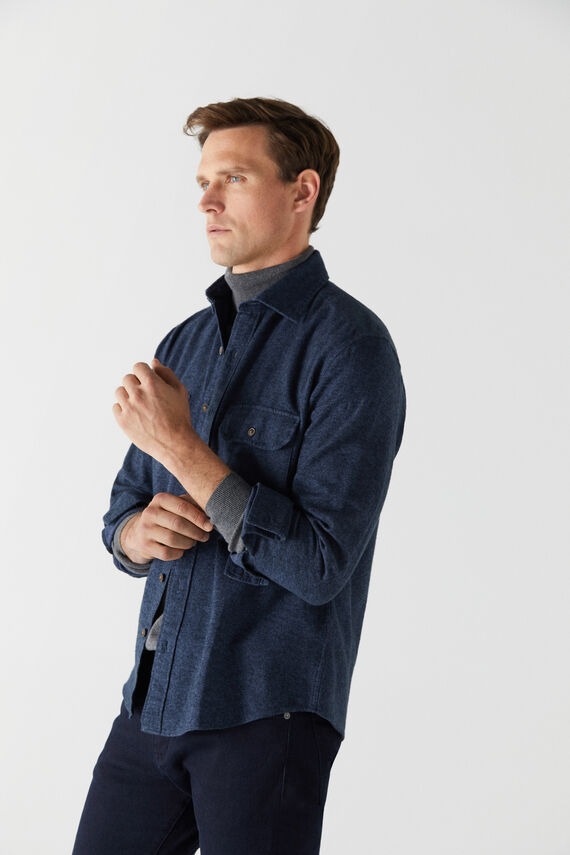 Plain organic cotton flannel overshirt