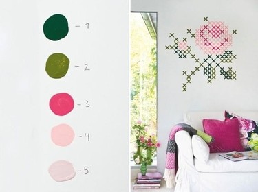 Si te gusta el punto de cruz adorarás ver este mural pintado en tu pared