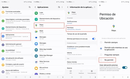 Los permisos de la app