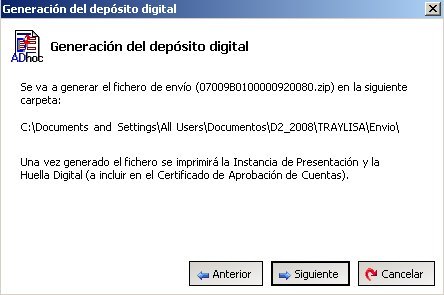 Depósito de Cuentas 2008: generación de fichero digital