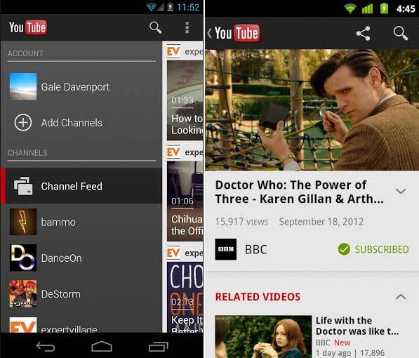 Nueva versión de YouTube para Android