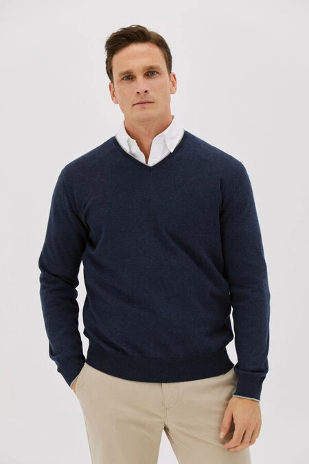 Jersey cuello pico algodón