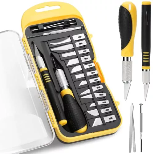 Drado Juego de Cuchillos Precisión, Cutter Manualidades, 12 Cuchillas de Recambio