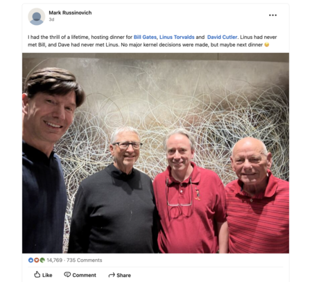 Mark Russinovich Linkedin Post