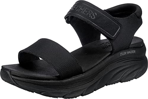 Skechers D'LUX WALKER NEW BLOCK, Sandalias deportivas para Mujer, Black Mesh, 35 EU
