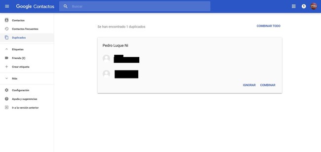 Contactos Google duplicados