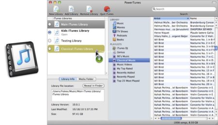 PowerTunes, utilidad para trabajar con múltiples librerías en iTunes
