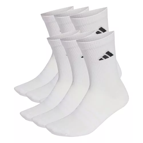 adidas Unisex adulto Cushioned Crew Socks 6 Pair Pack, white/white/black, 42-45