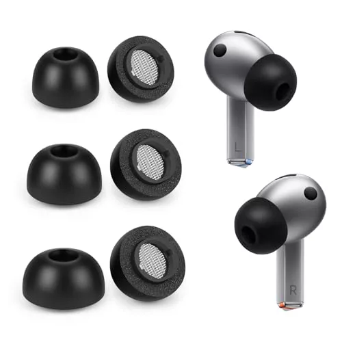 Seminer Memoria de Espuma Ear Tips para Samsung Galaxy Buds3 Pro, Memoria de Espuma Earbud Tips Juego de 6, 3 Tamaños Ear Tips-Negro