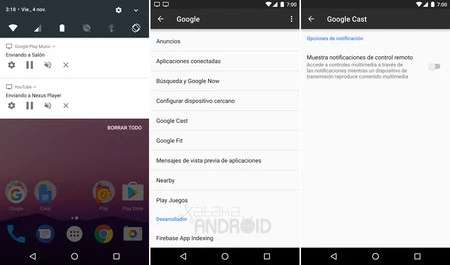 Google Cast notificaciones
