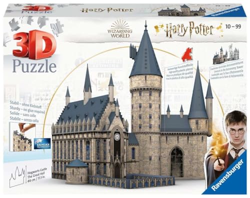 Ravensburger - Puzzle 3D: Harry Potter El Gran Salón del Castillo de Hogwarts, 630 Piezas, Maquetas para Montar, Puzzle 3D Niños, Regalo Niños 10 Años o Más