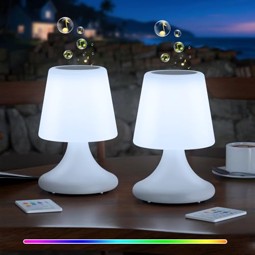 MALUX Paquete de 2 Lámpara de mesa con altavoz