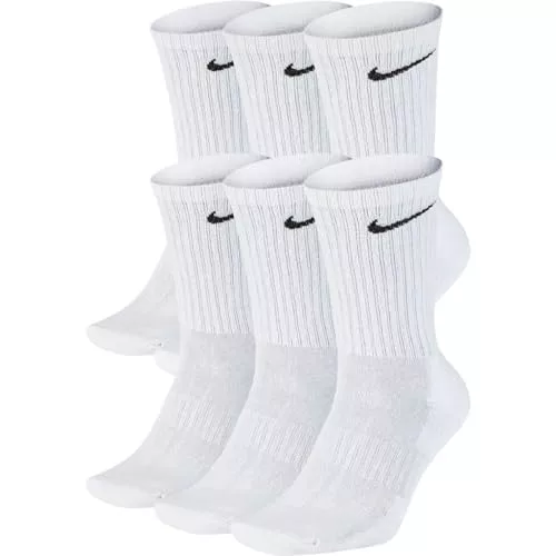 NIKE Everyday Cushioned Crew Calcetines de entrenamiento para hombre, 6 pares, 100 blanco., 42-46