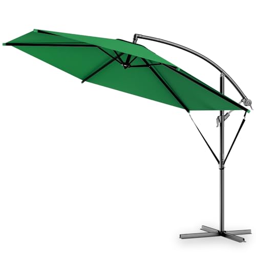 Kingsleeve® Sombrilla de Jardín Brazil Verde Ø300cm Inclinable Soporte UV50+ Parasol Protección Antiviento Repelente al Agua