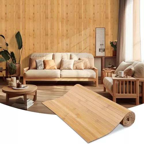 LSGCQ Paneles decorativos para pared panel de pared de bambú para decoración interiores salón oficina techo (0,4×2,4m, Carbonizado)