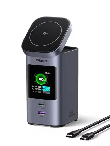 UGREEN Nexode Power Bank 20000mAh 145W, Batería Externa Carga Inalámbrica Qi2 15W con 2 USB C 1 Tipo A, Cargador Portatil Compatible con iPhone 16/15/14/13/12 Plus Pro MAX, Macbook, Galaxy S24, ECC.